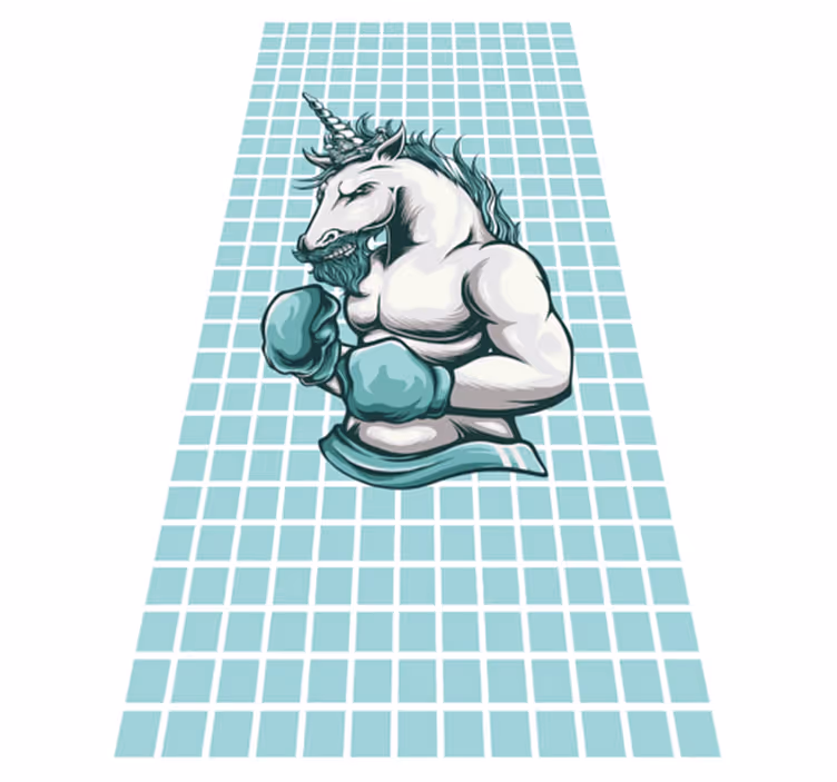 Alfombras vinílicas modernas Entrenamiento gimnasio unicornio dib - TenVinilo