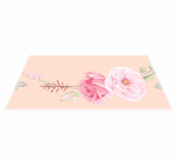 Alfombra vinílica flores flores en tono rosa ruborizado - TenVinilo