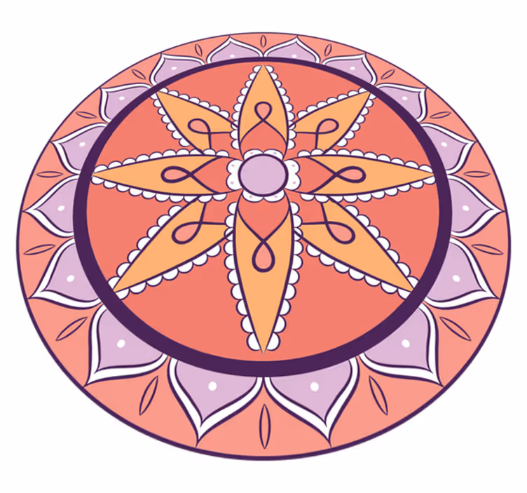 Alfombra vinílica mandala motivo rosa sencillo - TenVinilo