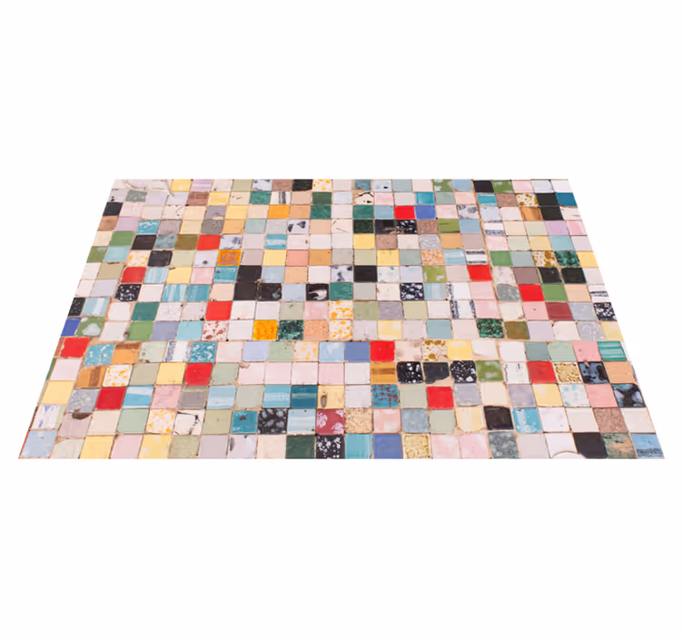 Alfombra vinílica hidráulica Textura de cerámica de baldosas vint - TenVinilo