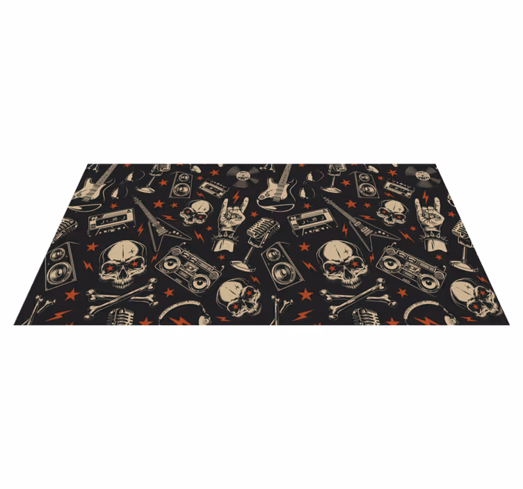Alfombra vinílica juvenil tema musical de calavera - TenVinilo