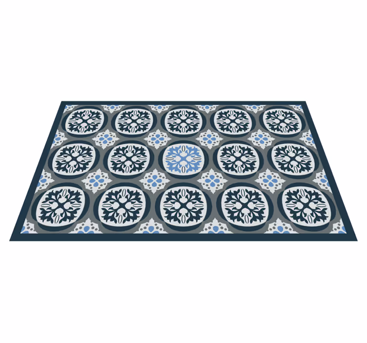 Alfombra vinílica hidráulica elegantes azulejos florales - TenVinilo