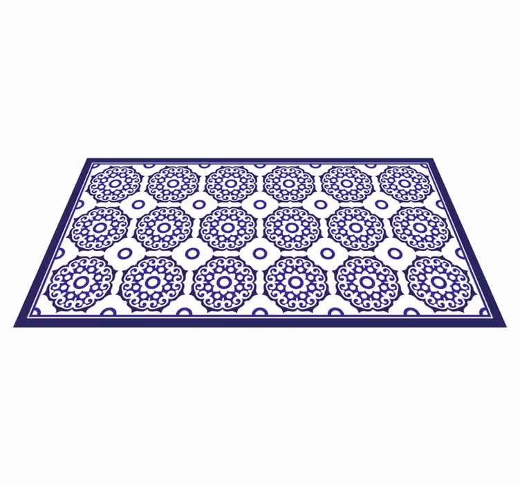 Alfombra vinílica hidráulica patrones azules ornamentados - TenVinilo