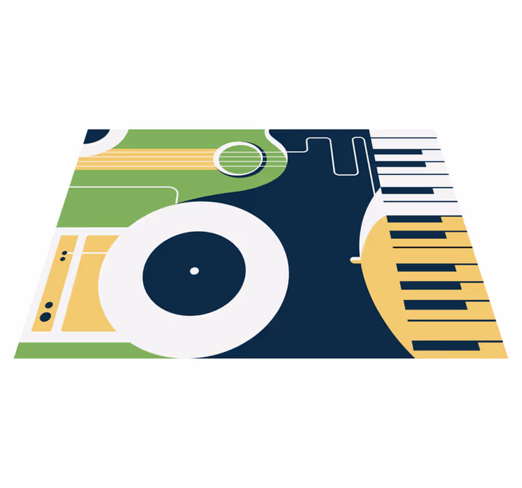 Alfombra vinílica rectangular motivo de instrumento musical - TenVinilo