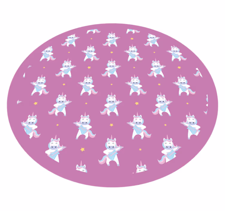 Alfombra vinílica infantil patrón de unicornios juguetones - TenVinilo
