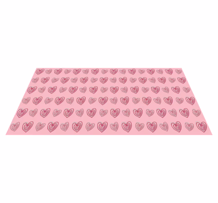 Alfombra vinílica infantil con diseño rosa de corazones - TenVinilo