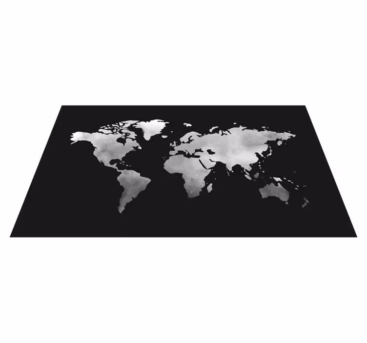 Alfombra vinílica mapamundi efecto metal gris - TenVinilo