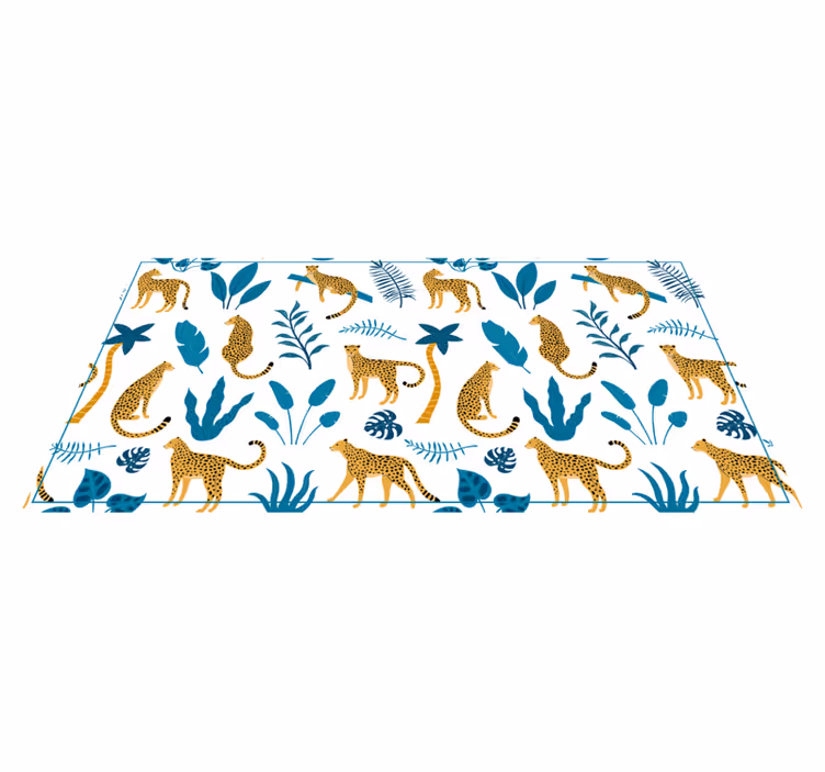 Alfombra vinílica bebé estampado de leopardo tropical - TenVinilo