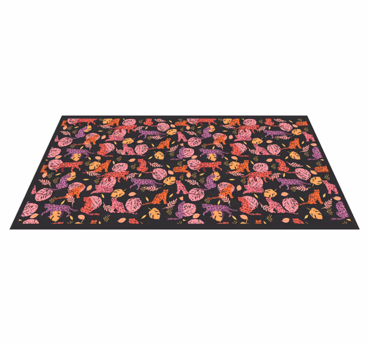 Alfombra vinílica animales gatos de la jungla coloridos - TenVinilo