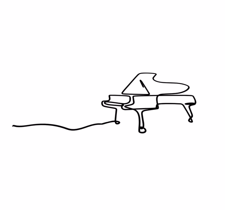 Alfombra vinílica moderna ilustración del contorno del piano - TenVinilo