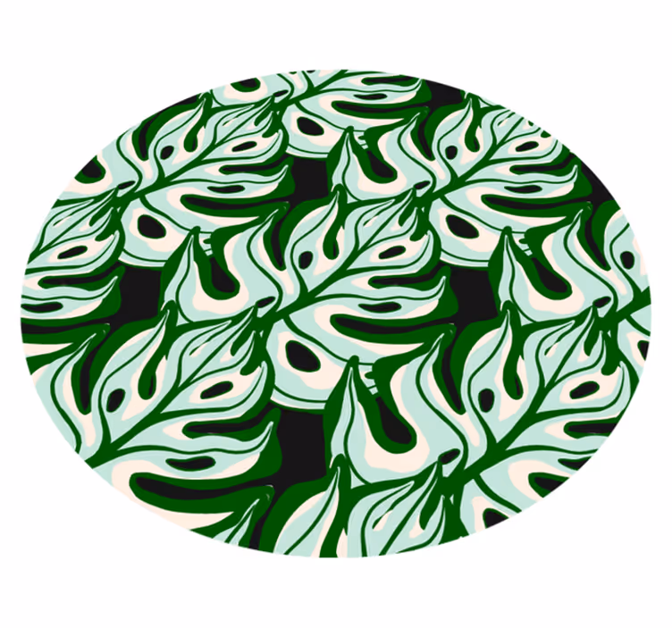 Alfombra vinilo redonda Patrón de flora verde splashy - TenVinilo