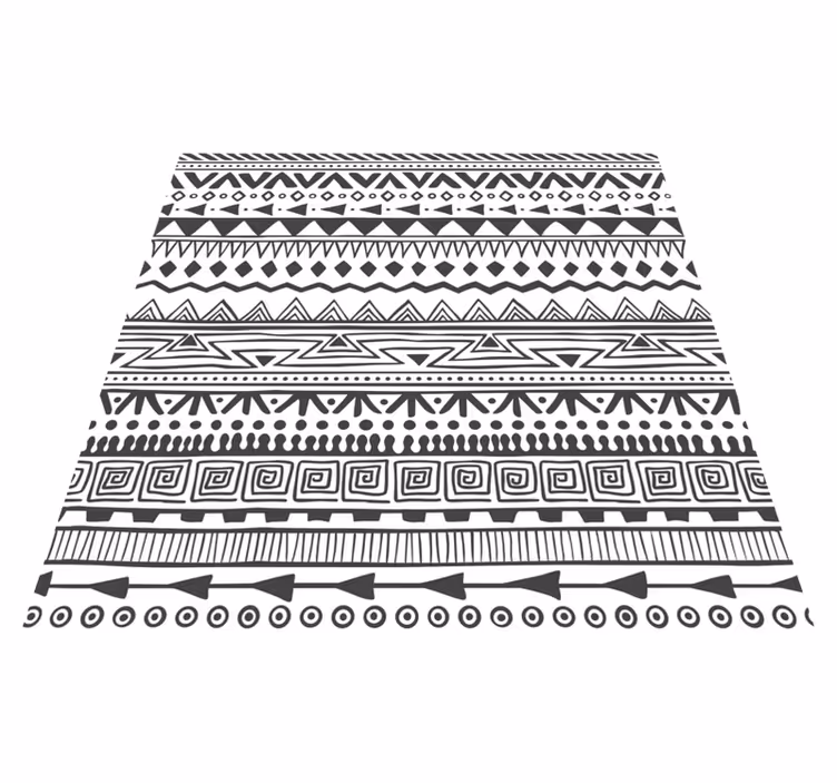 Alfombra vinílica étnica diseño en blanco y negro - TenVinilo