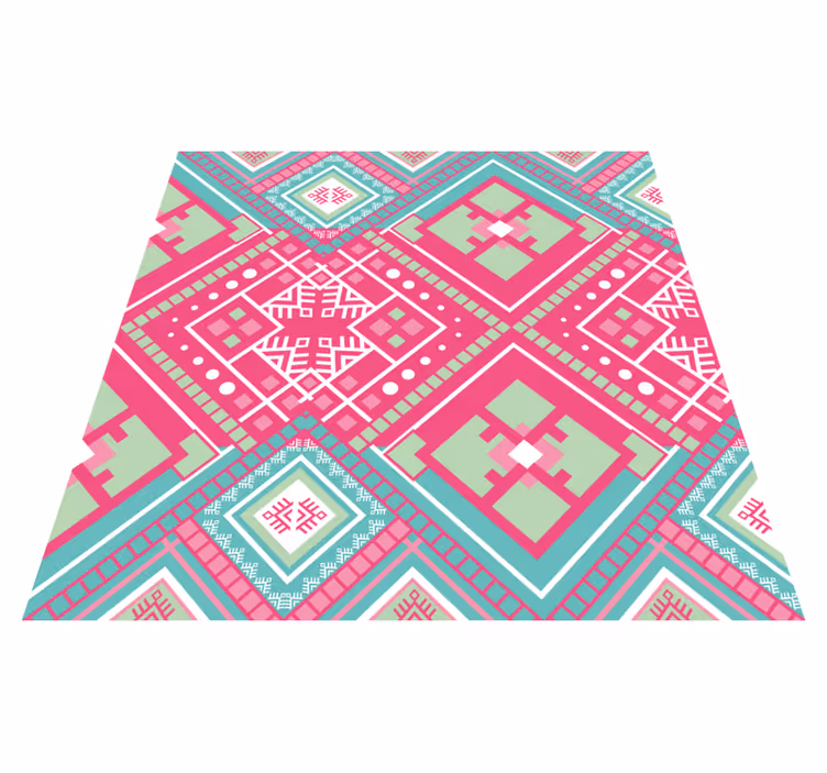 Alfombra vinílica étnica motivo tribal rosa - TenVinilo