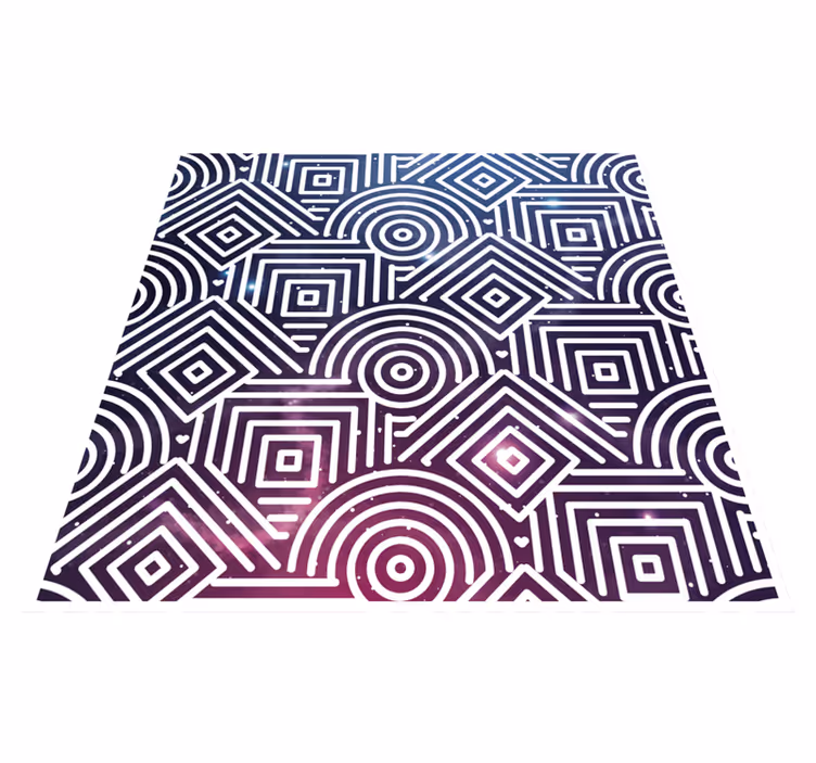 Alfombra vinílica geométrica rondas y cuadrados complejos - TenVinilo