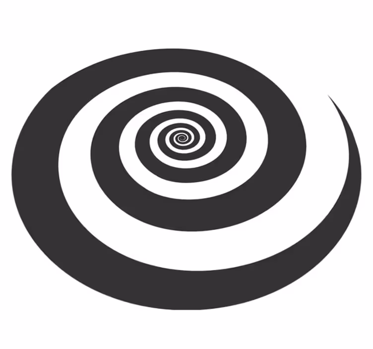 Alfombras vinílicas juvenils Espiral retro hipnótica en blanco y  - TenVinilo