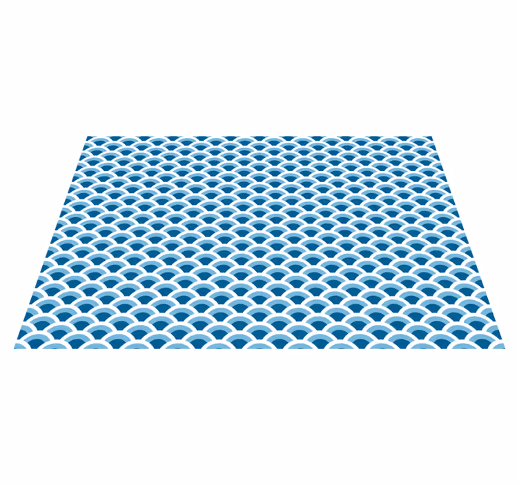 Alfombra vinílica nórdica patrones de ondas azules - TenVinilo
