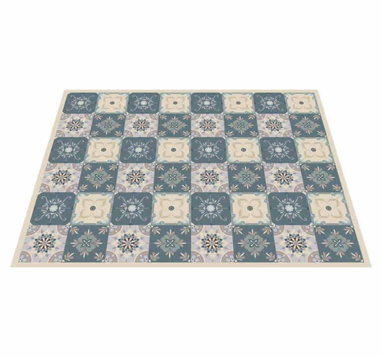 Alfombra vinílica mosaico motivo floral - TenVinilo