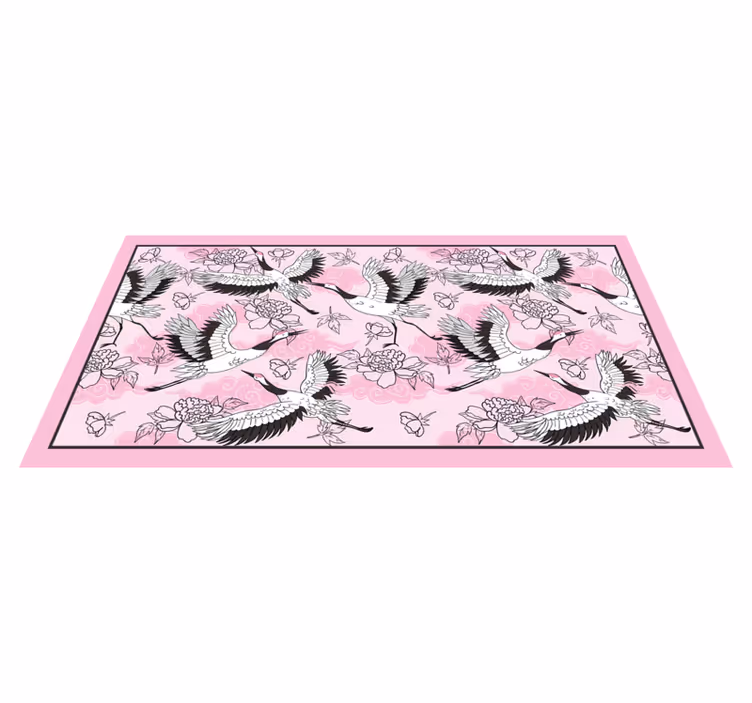 Aflombra vinílica animales Aves silvestres patrón rosa moderno - TenVinilo