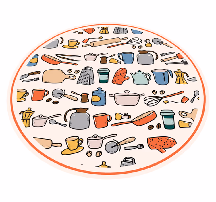 Alfombra de vinilo para cocina colección de utensilios - TenVinilo