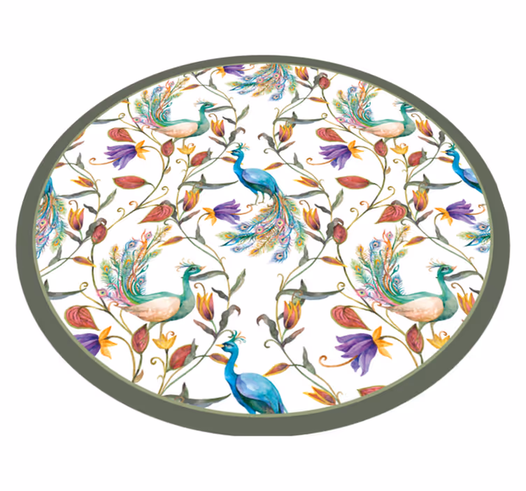 Alfombra vinílica flores espléndidas flores de pavo real - TenVinilo