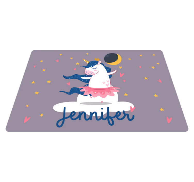 Alfombra vinílica infantil unicornio bailarín personalizado - TenVinilo