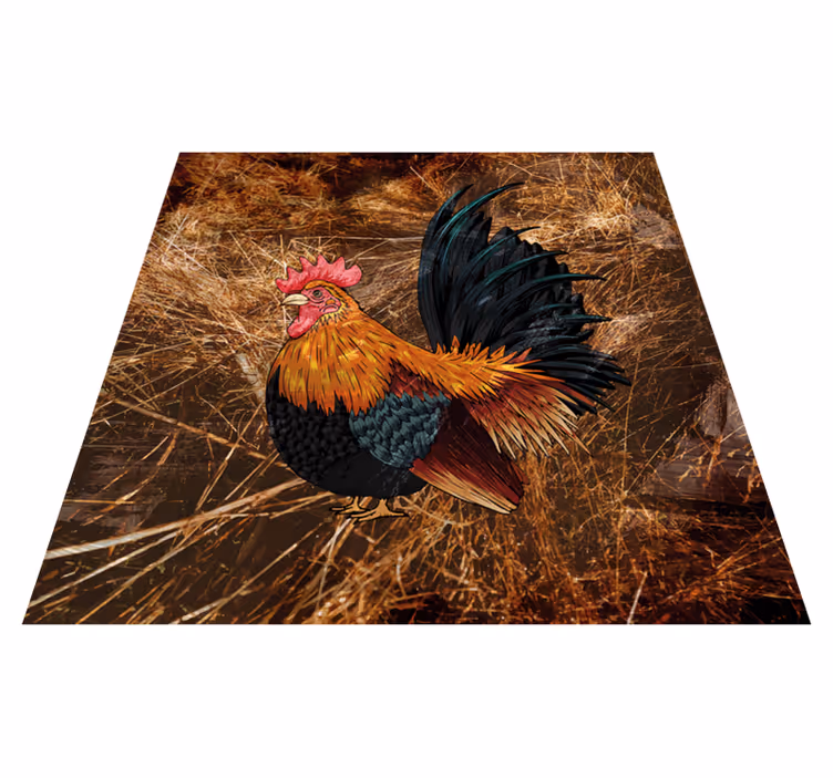 Alfombra vinílica animal print gallo vibrante - TenVinilo