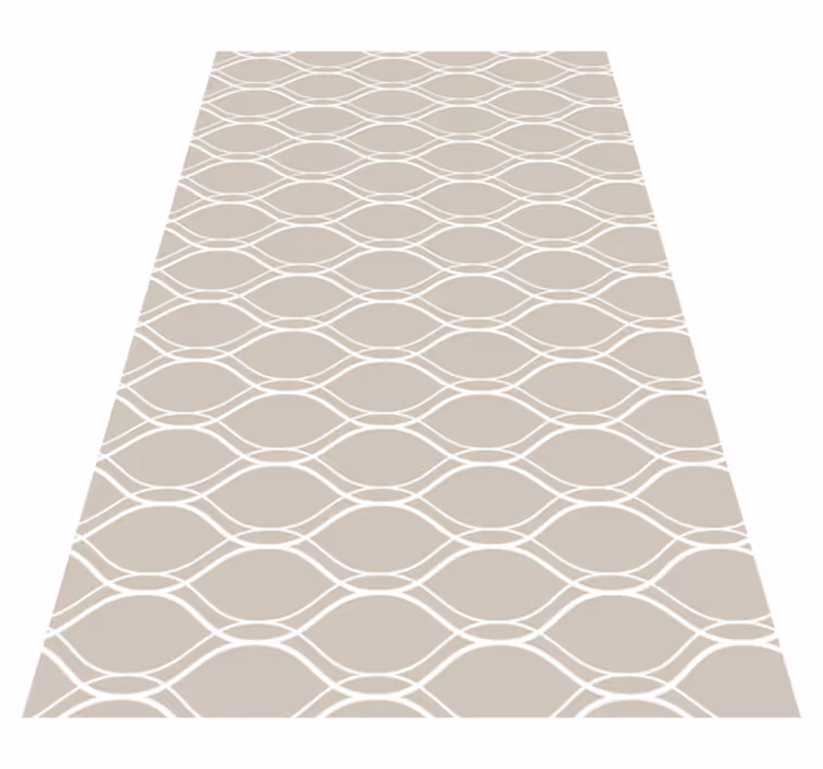 Alfombra exterior vinilo Beige con patrón de líneas blancas - TenVinilo