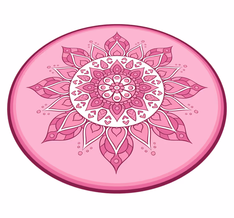 Alfombra vinílica mandala meditación floral rosa - TenVinilo