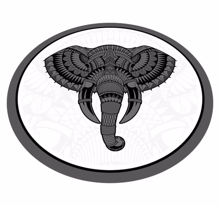 Alfombra vinílica animales elefante gris mandala - TenVinilo
