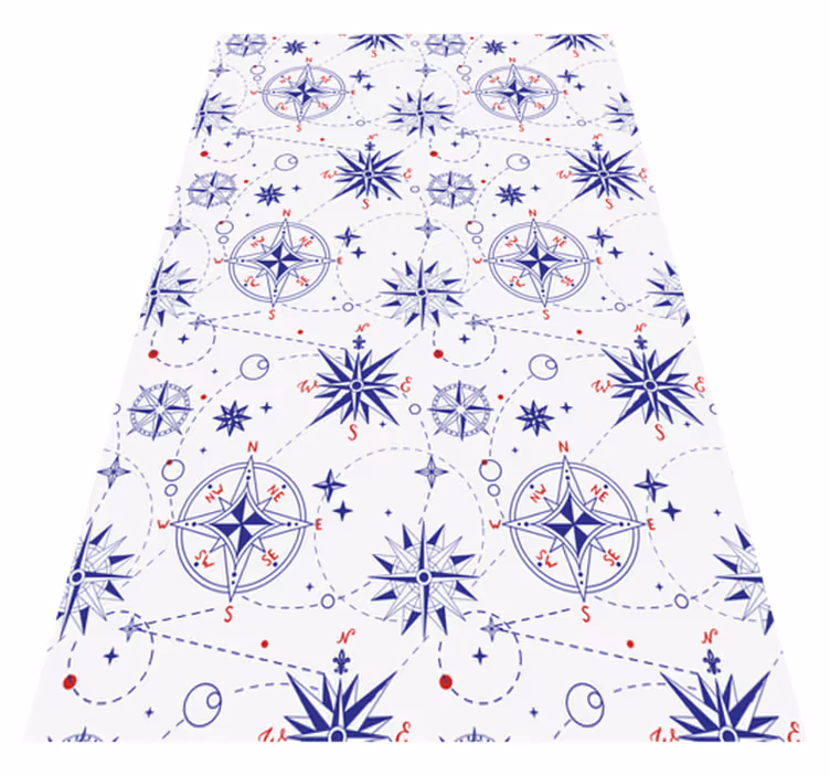 Alfombra vinílica baño motivo de brújula náutica - TenVinilo