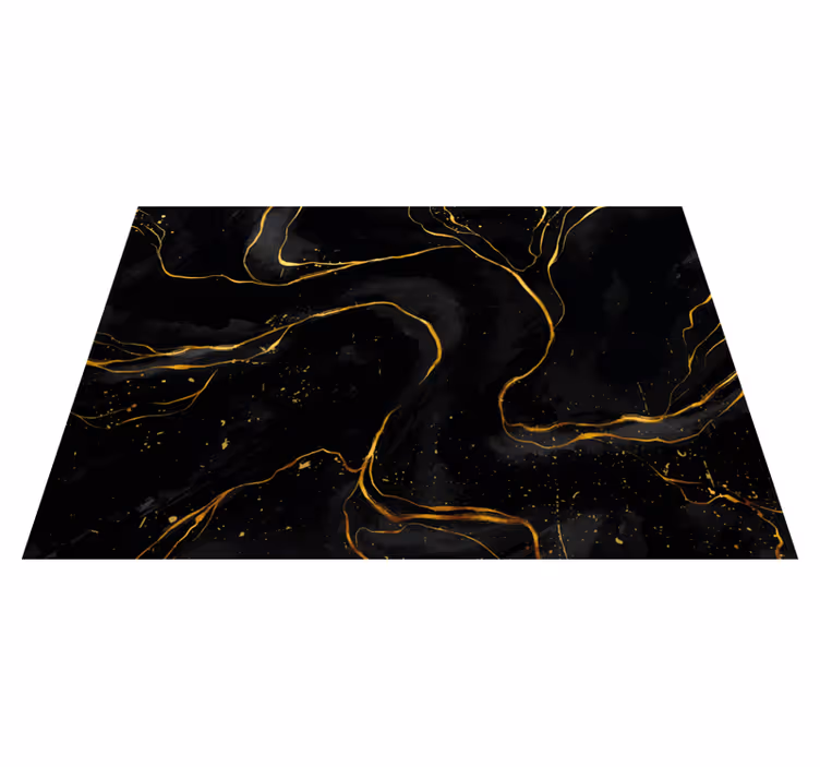 Alfombra vinílica imitación mármol remolinos dorados - TenVinilo