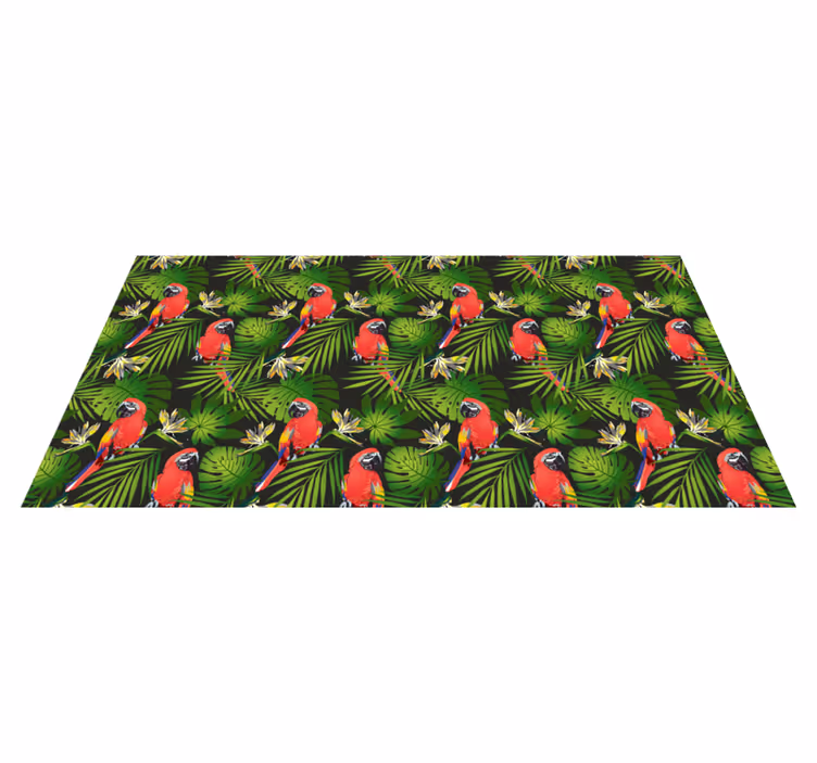 Alfombra vinílica naturaleza vegetación de loros tropicales - TenVinilo