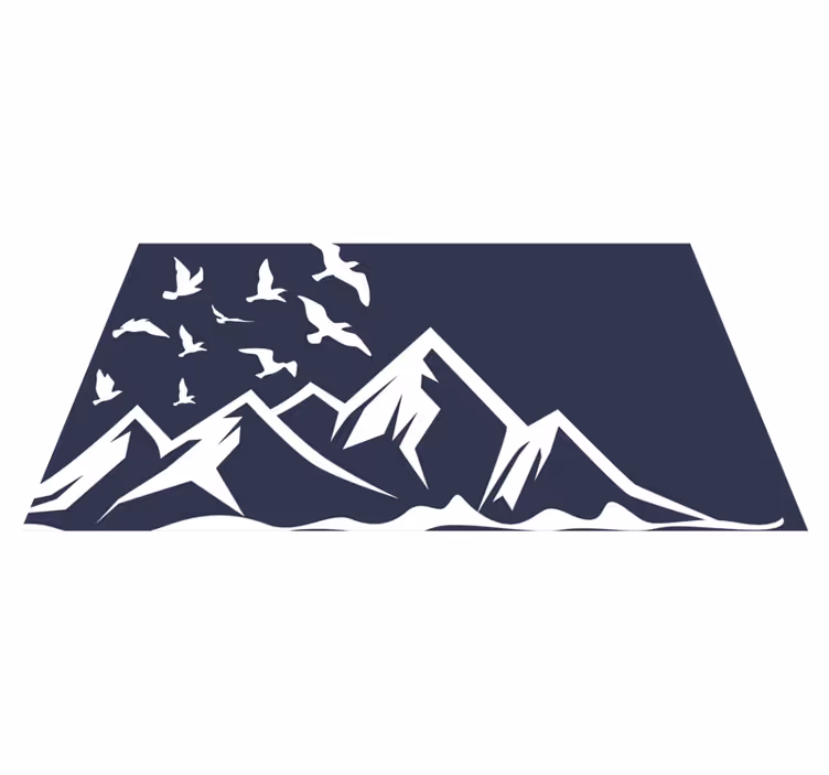 Alfombra vinílica naturaleza silueta de pájaros de montaña - TenVinilo