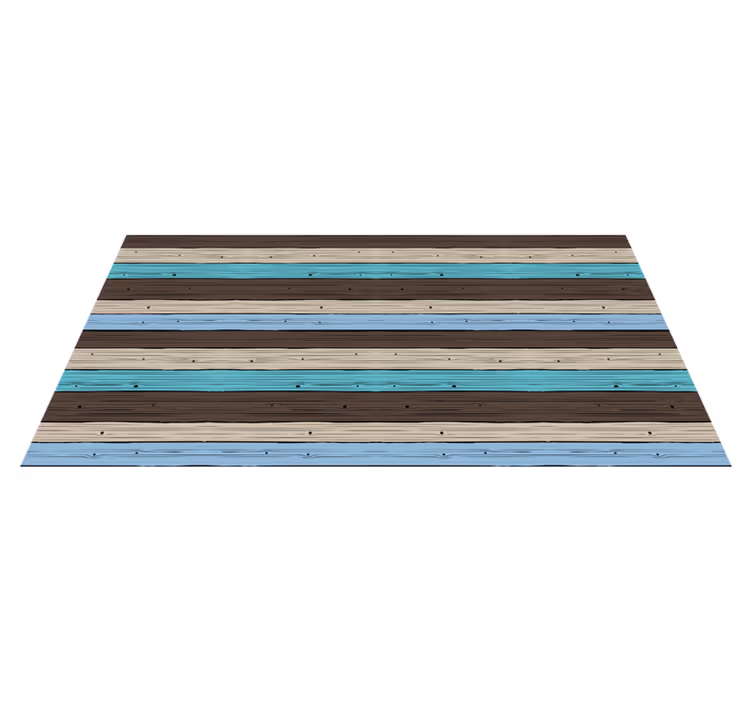 Alfombra vinílica imitación madera rayas azules y marrones - TenVinilo