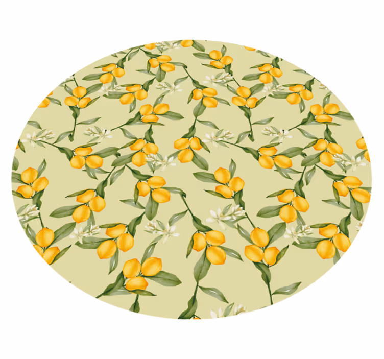 Alfombra vinílica cocina patrón de flor de cítricos - TenVinilo