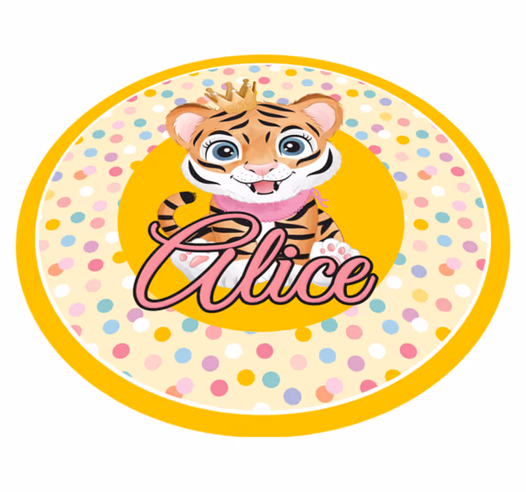 Alfombra vinílica bebé Lindo tigre para niña con nombre - TenVinilo