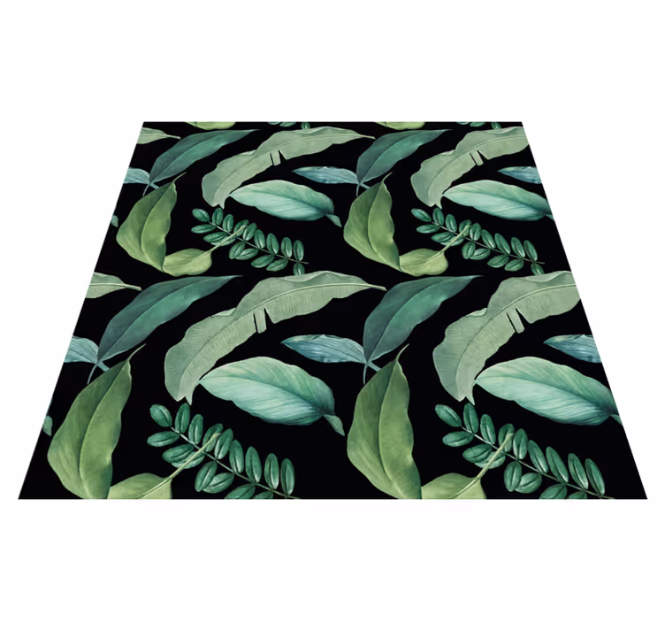 Alfombra vinílica naturaleza botánico de hojas verdes - TenVinilo