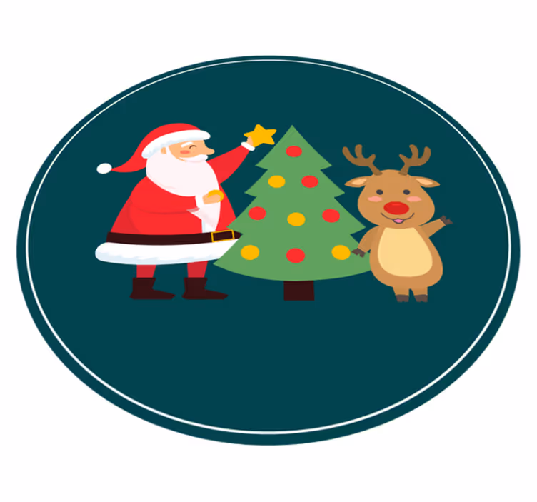 Alfombra vinílica navidad Feliz santa y reno - TenVinilo