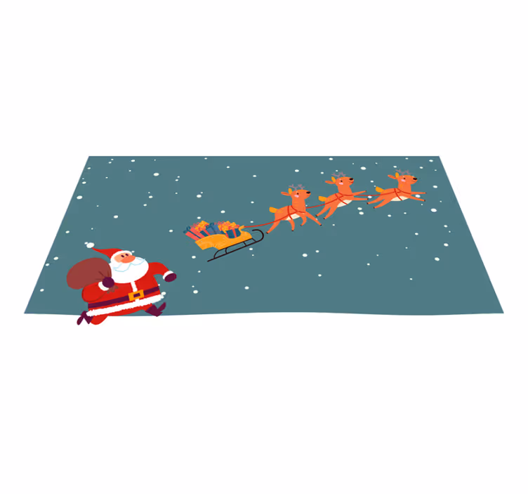 Alfombra vinílica navidad el viaje en trineo de papá noel - TenVinilo