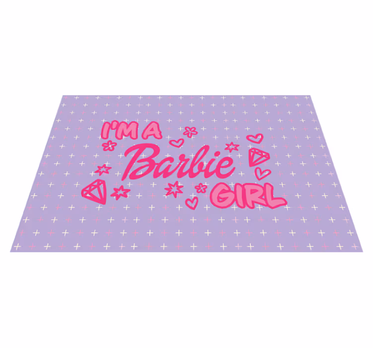 Alfombra vinílica con frase Soy una cita de barbie girl - TenVinilo