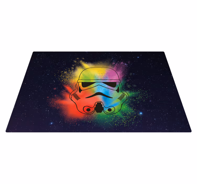 Alfombra vinílica infantil cara de stormtrooper colorida - TenVinilo