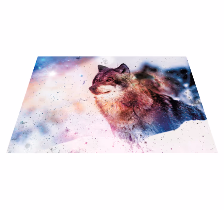 Alfombra vinílica animales imagen del lobo cósmico - TenVinilo
