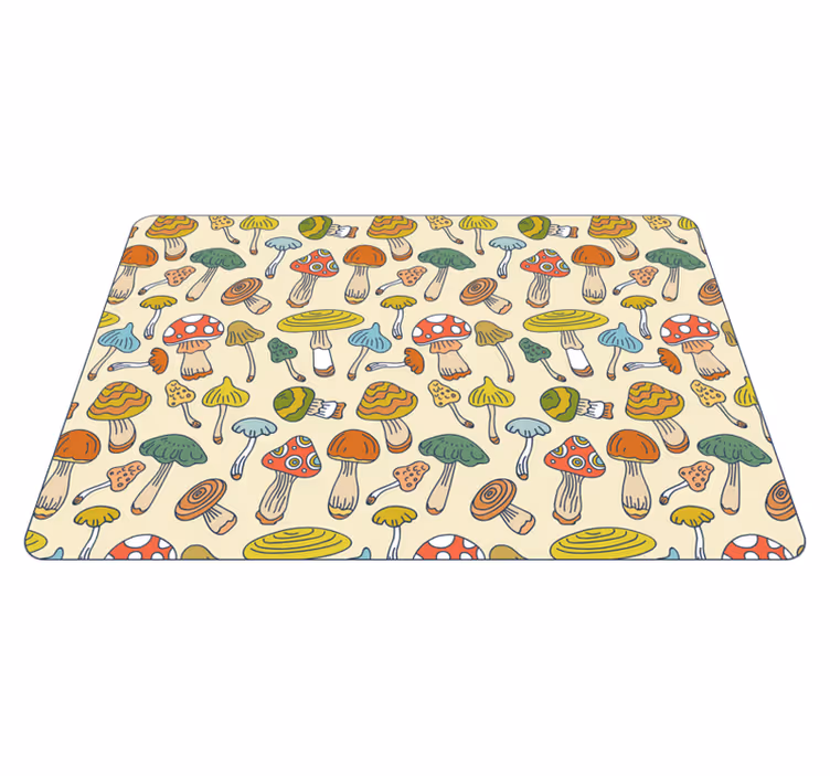 Alfombra vinílica cocina ilustración animada de un hongo - TenVinilo