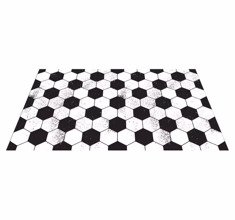 Alfombra vinílica geométrica hexagonal en blanco y negro - TenVinilo