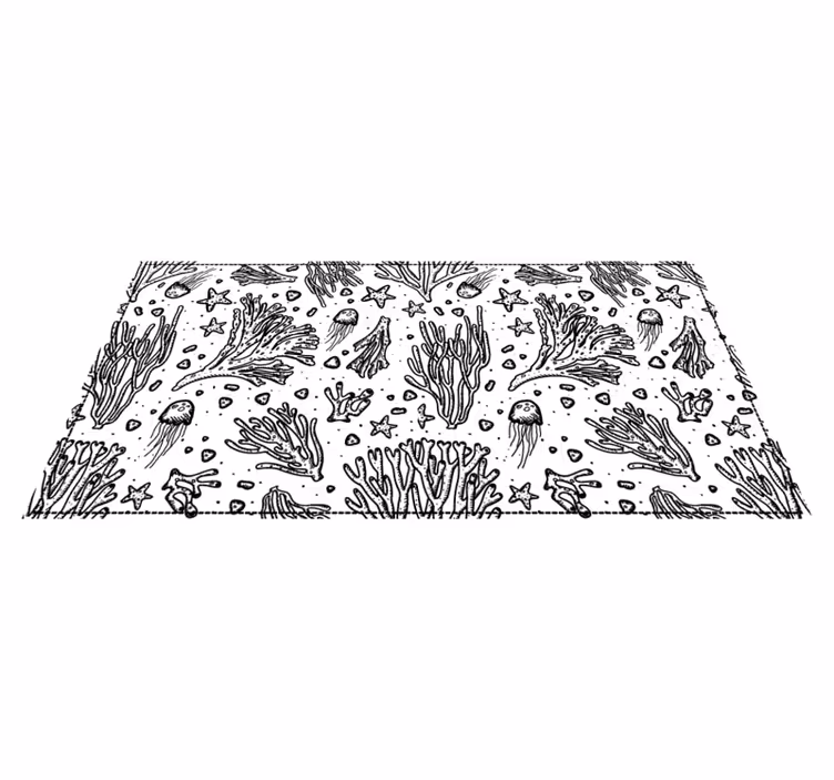Alfombra de vinilo animal motivo de océano monocromático - TenVinilo