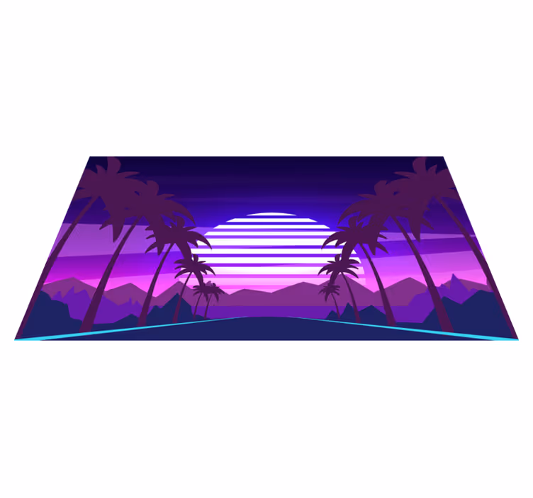 Alfombra vinílica moderna estética retro del atardecer - TenVinilo
