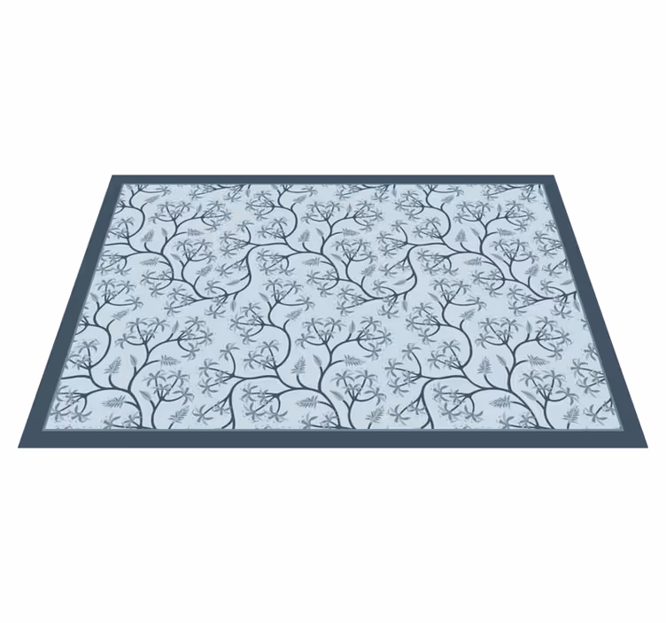Alfombra vinílica flores patrón de silueta botánica - TenVinilo