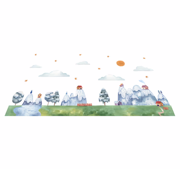 Alfombra vinílica infantil escena de paisaje encantado - TenVinilo