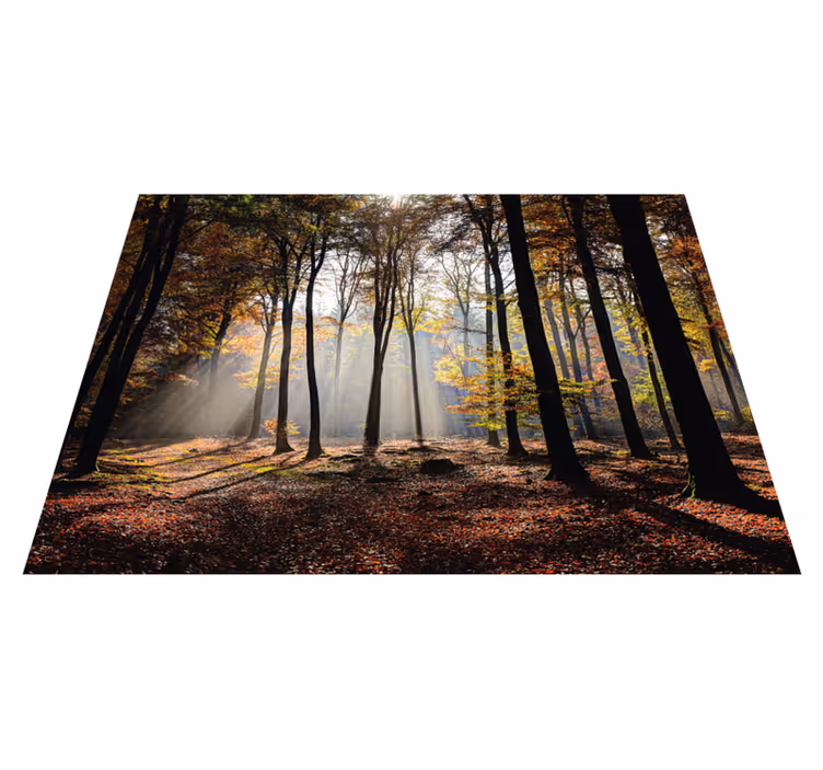 Alfombra vinílica flores árboles de follaje de sol - TenVinilo