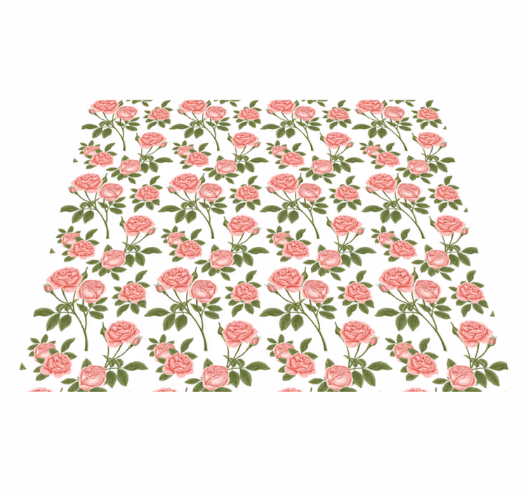 Alfombra vinílica flores patrón de rosa botánica - TenVinilo